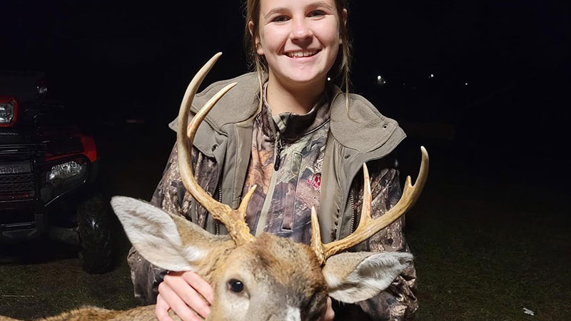 13-year-old Addison Ivey killed her first buck on Nov. 28, 2023 while hunting with her father in Orrum, NC.