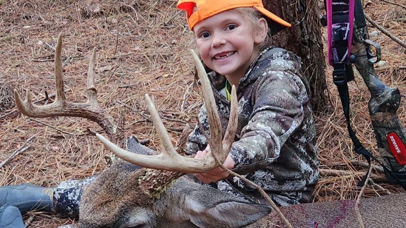 Lainey Sparks, 10-years-old, and her sister Erin, 6, have scored nice bucks during North Carolina's 2023 hunting season.
