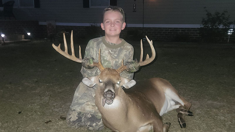 Briyer Mabe killed an 11-point buck that sported a 22+ inch spread.