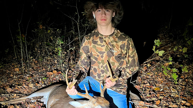 Landon Stewart, 14-years-old, killed his first buck during the 2023 hunting season.
