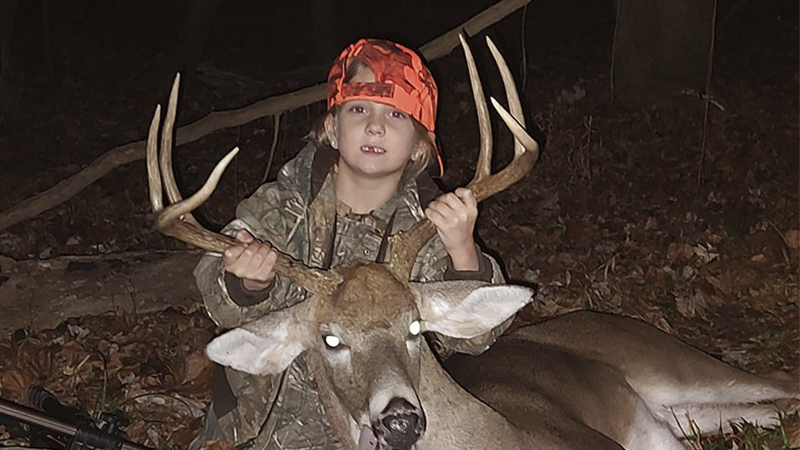 Paislee Whitman killed her first buck on Nov. 20, 2023 while hunting with her dad in Davidson County, NC.