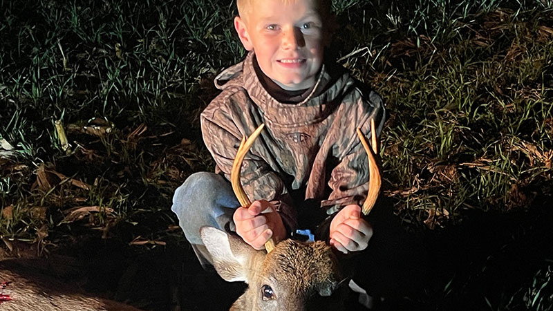 Wiley Mashburn killed his first buck, a 6-point, in Lee County, NC.