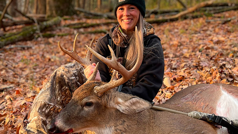 Jessica Gaither tagged out in Surry County during North Carolina's 2023 deer hunting season.