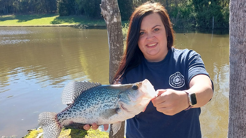 Jessica's big slab crappie of Harkey's Taxidermy in Vale.