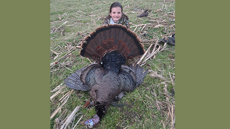 Eight-year-old Aubrey Pate harvested her very first turkey on April 6, 2024, opening day of North Carolina's youth season.
