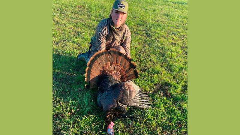 Caden Hopkins, 14-years-old, killed this 22-pound turkey in Caswell County, NC on April 12, 2024.