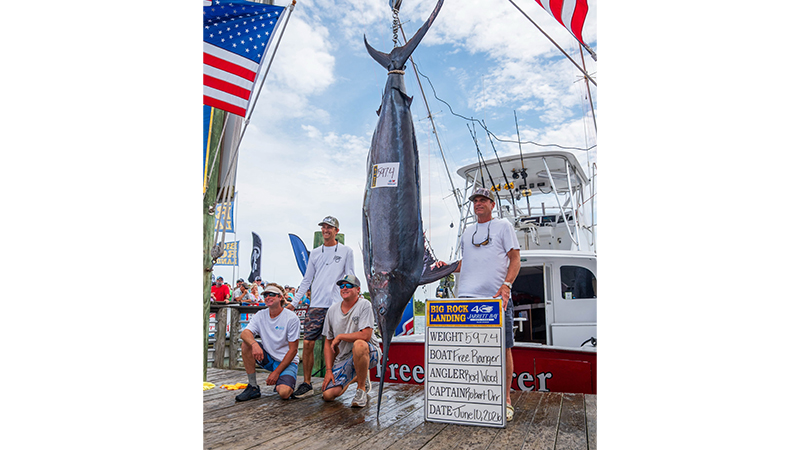 On Day 3 of the 2026 Big Rock Blue Marlin Tournament, FREE RANGER weighed in a 597.4-pound blue marlin and moved in to second place.