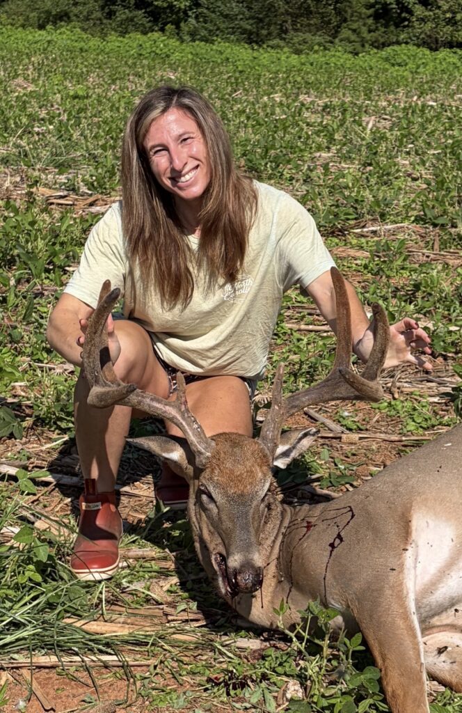 Hannah Haynes Johnson of Dobson, NC killed an 8-point buck in Surry County, NC on Aug. 23, 2026.