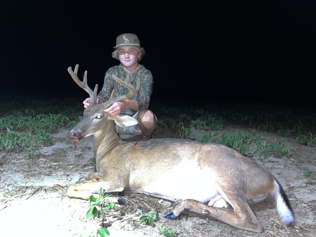 12 year old Mason Kennington killed this 8 point velvet buck on youth day in Darlington County
