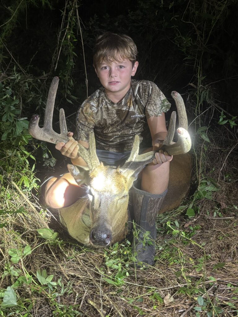 Youth hunter Sauls Varn killed a nice velvet buck in Bamberg County, SC on Aug. 8, 2026.