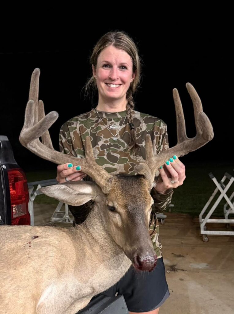 Shannon Mattson of Hanahan, SC killed a full velvet, 10-point buck in Dorchester County, SC on Aug. 16, 2026.