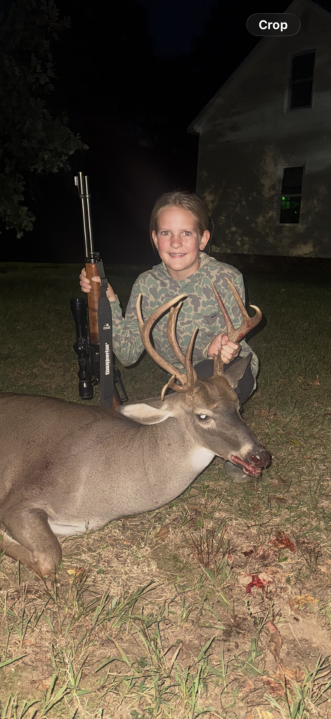 Everly Edwards killed a 13-point buck, her first deer, in Union County, NC on Sept. 27, 2026.