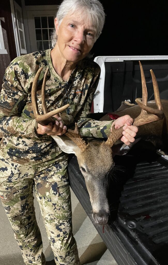Elizabeth Fornes of Vanceboro, NC killed an 8-point buck in Craven County, NC on Sept. 12, 2026 with a Mathews Arc compound bow.